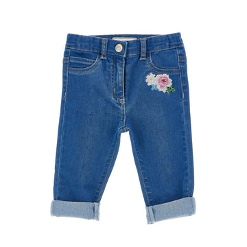 Jeans Bambina con ricamo floreale
