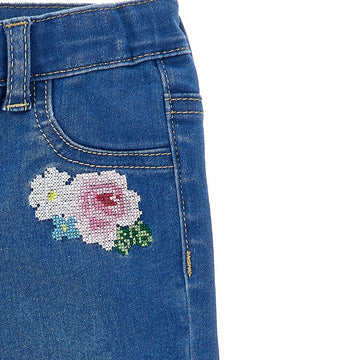 Jeans Bambina con ricamo floreale
