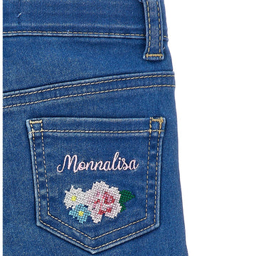 Jeans Bambina con ricamo floreale