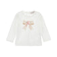 T-shirt Bimba in jersey con fiocco maculato