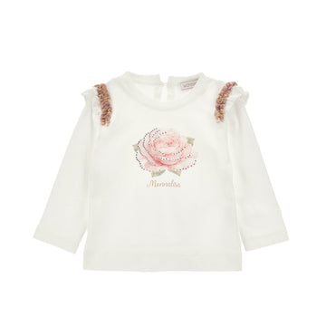 T-Shirt Bambina con fiore strass