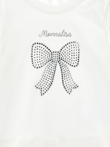 T-Shirt Jersey Bambina Fiocco Strass