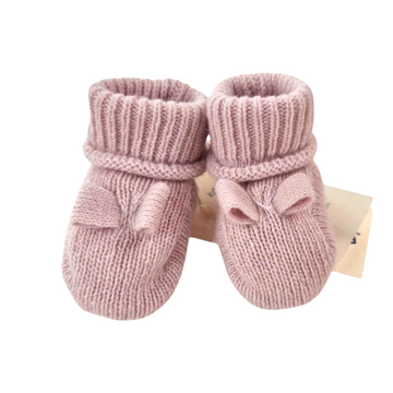Scarpine neonata tricot in lana con fiocchetto