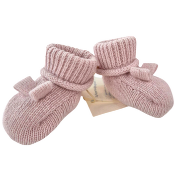 Scarpine neonata tricot in lana con fiocchetto