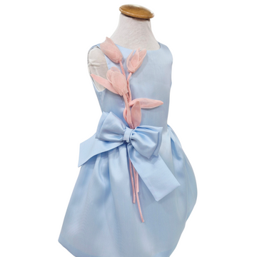 Abito Bambina in mikado con tulipani