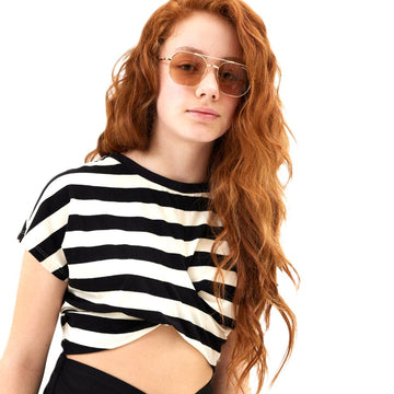 Top bimba a righe con nodo