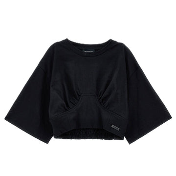 T-shirt Bustier cropped con maniche ampie