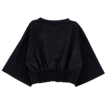 T-shirt Bustier cropped con maniche ampie
