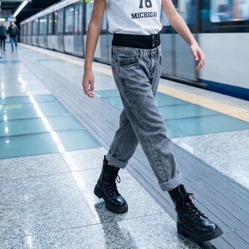 Jeans Baggy Bambina con vita a bustino