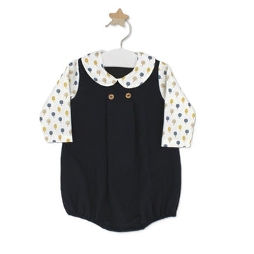 Pagliaccetto Neonato manica lunga in Twill di cotone