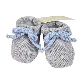 Scarpina neonato in lana con fiocco celeste