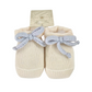 Scarpina neonato in lana con fiocco celeste