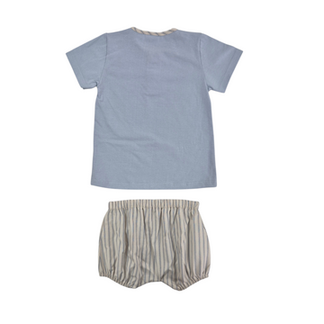 Completo Bimbo in cotone shorts a righe