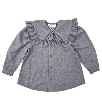 Camicia bimba collo ampio con rouches