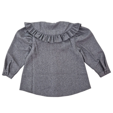 Camicia bimba collo ampio con rouches