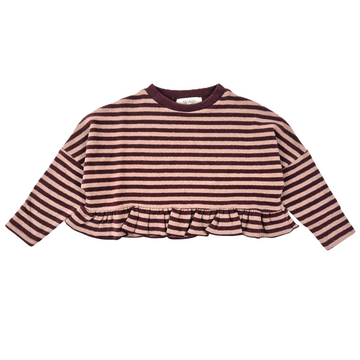 Maglia corta a righe con balza