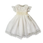 Abito neonata organza con pizzo e punto smock