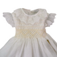 Abito neonata organza con pizzo e punto smock