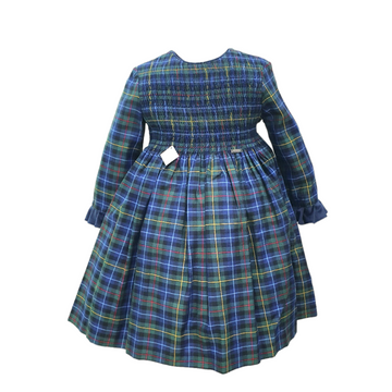 Abito in tartan con punto smock Amaya