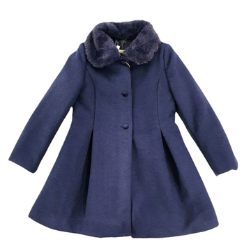 Cappotto bimba con collo in ecopelliccia