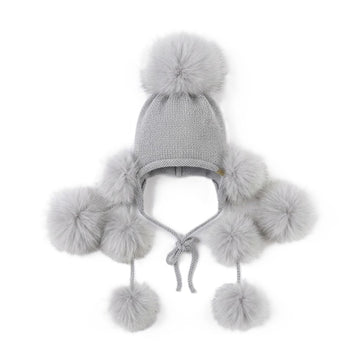 Cappello Bimba in lana e pon pon in Volpe