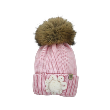 Cappello Bambina in lana eco pon pon