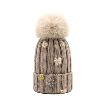 Cappello Bambina in lana Ricamo Fiori