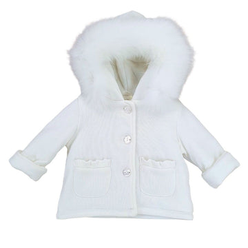Cappottino bimba in lana e cappuccio pelliccia