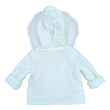 Cappottino bimba in lana e cappuccio pelliccia