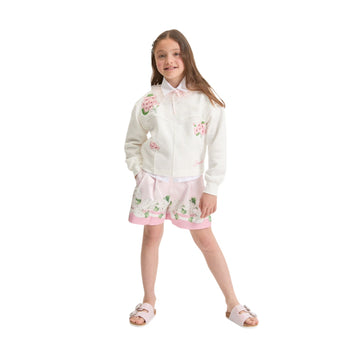 Bermuda Bimba in Mikado stampa Gerani