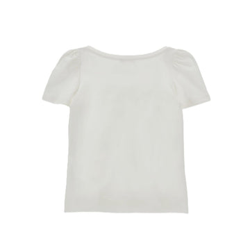 T-shirt Bimba in cotone stampa fiocco e strass