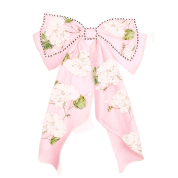 T-shirt Bimba in cotone stampa fiocco e strass