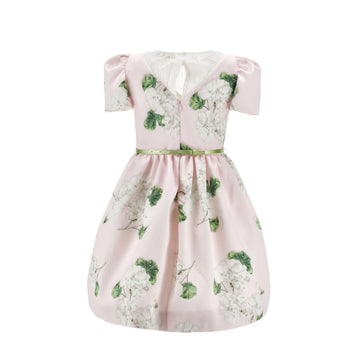 Abito Bimba in mikado Party stampa Gerani