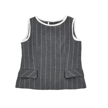 Gilet Bimba Levantina gessato con bottoni