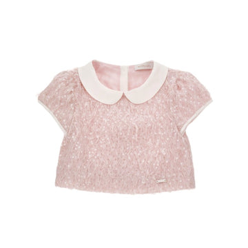 Top Bimba pailettes e piumel