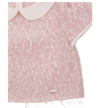 Top Bimba pailettes e piumel