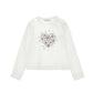 T-shirt Bimba jersey Cuore e fiocco con strass