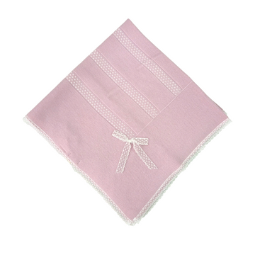 Copertina neonata in lana con valenciennes