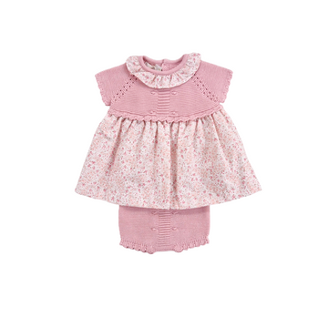 Vestito neonata in filo cotone floreale