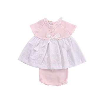 Vestito neonata in filo cotone e pizzo