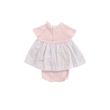 Vestito neonata in filo cotone e pizzo