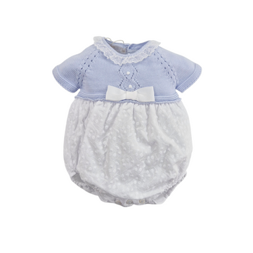 Pagliaccetto neonato filo cotone e pizzo