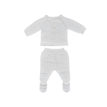 Maglia e pantalone in filo cotone e pizzo