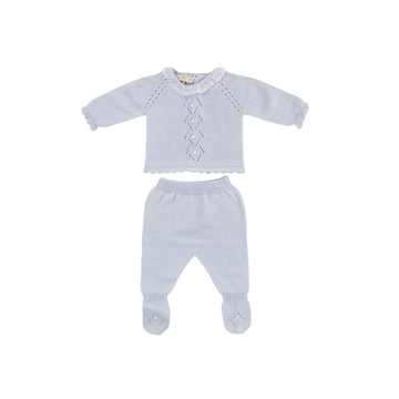 Maglia e pantalone Cielo in filo cotone e pizzo