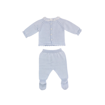 Maglia e pantalone Cielo in filo cotone e pizzo