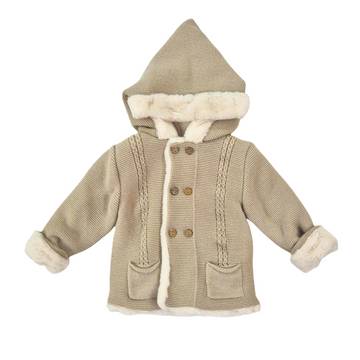 Cappottino con eco pelliccia e cappuccio