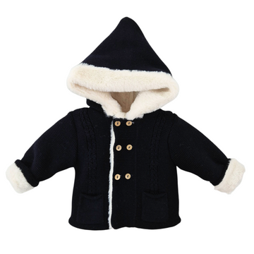 Cappottino con eco pelliccia e cappuccio