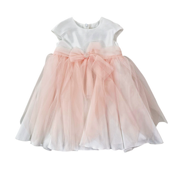 Abito cerimonia con fiocco in tulle