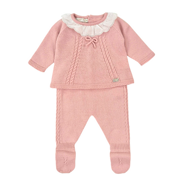 Completo neonata con fiocchetto e trecce