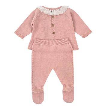 Completo neonata con fiocchetto e trecce
